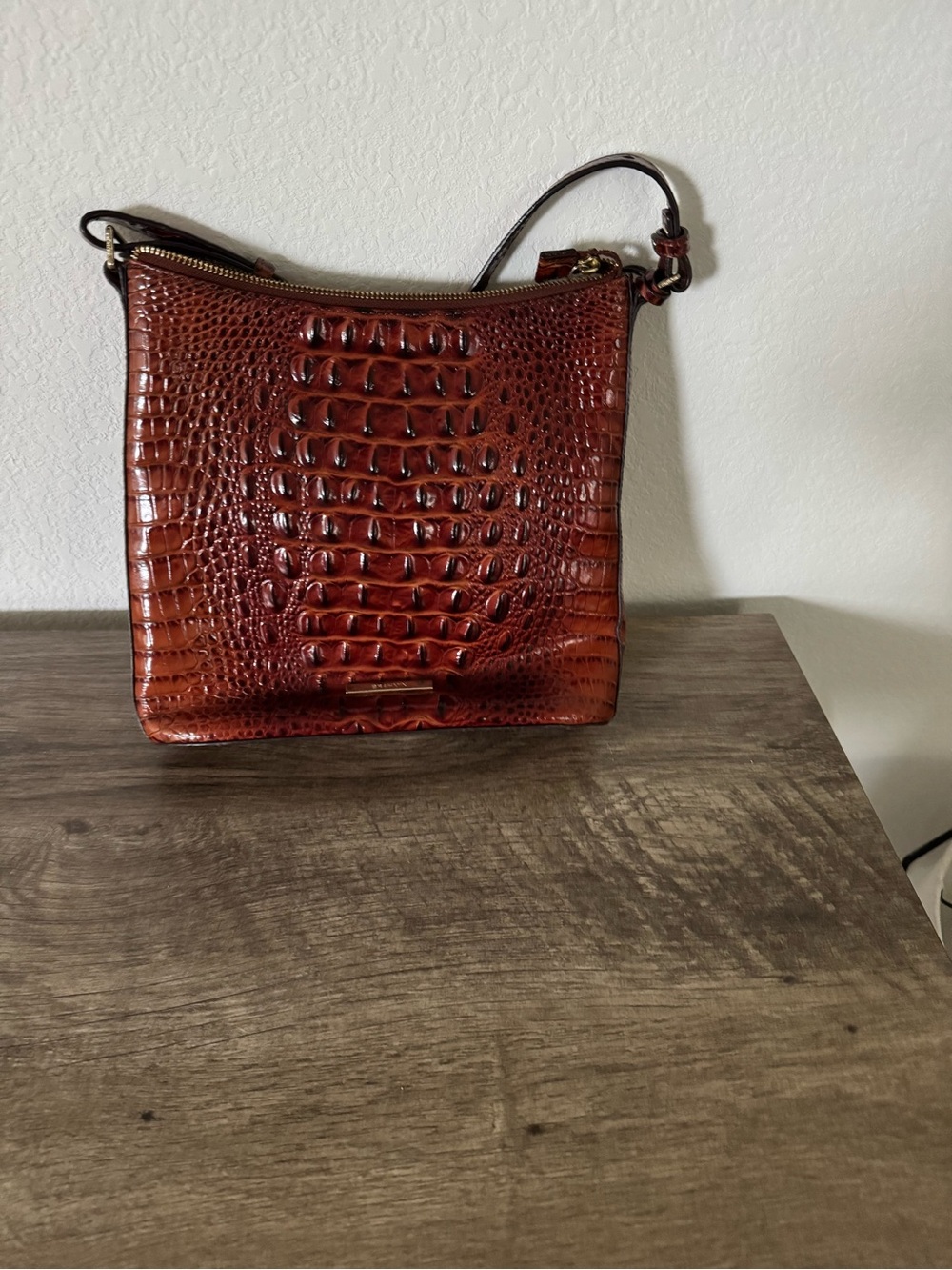 Brahmin Chestnut Croc-Embossed Leather Crossbody